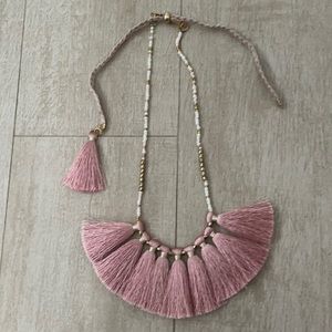 Pink Adjustable Tassel Necklace